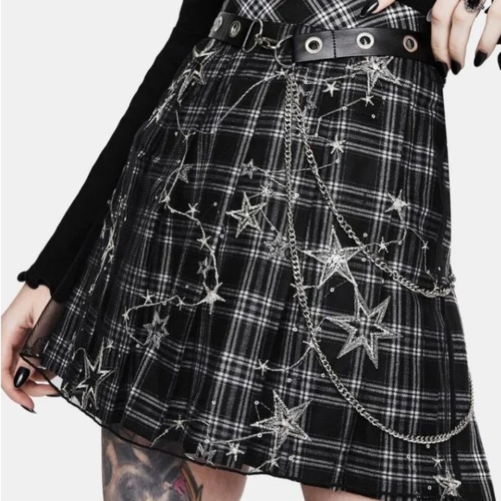 Nip Stars And Stripes Plaid Skirt With Mesh Detai… - image 3